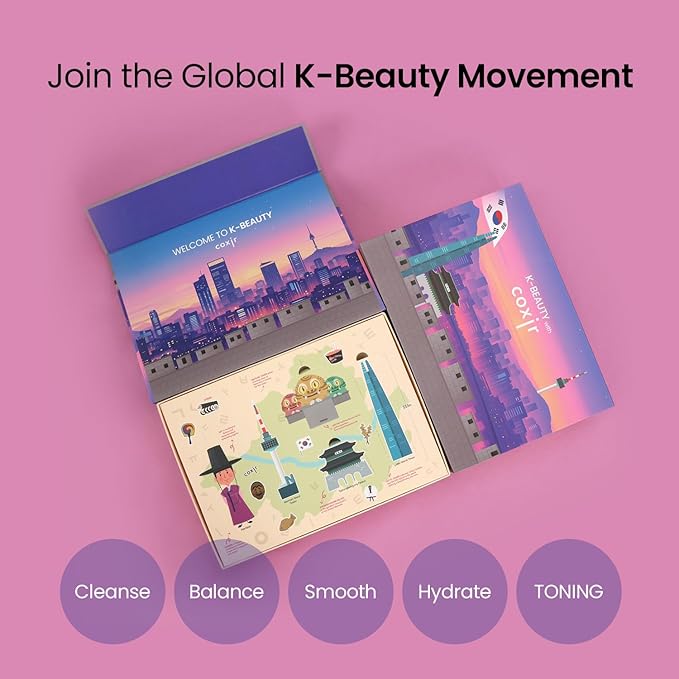 coxir K-Beauty Seoul Glow Set – 5-Step Korean Skincare Routine with TXA & Black Rice – Cleansing oil, Mask Cleanser, Ampoule, Balm & Moisturizer