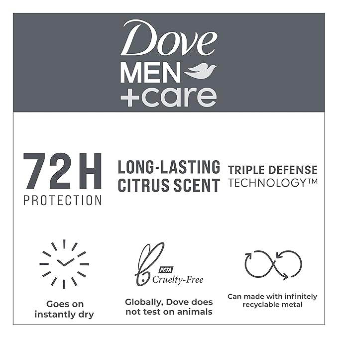 Dove Men+Care Extra Fresh Men's Antiperspirant Deodorant Stick Extra Fresh With 72-hour sweat & odor protection with 1/4 Moisturizing Cream & Long-lasting Citrus Scent 2.7 oz
