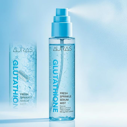 Auras Glutathione Brightening Face Mist K-Beauty | Fresh-Activated K-Beauty Spray Serum for Dull, Dry Skin, Hydrating Antioxidant Korean Skincare Toner & Setting Mist- 3.4 fl oz