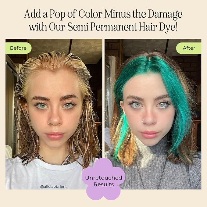 INH Semi Permanent Hair Color | Color Depositing Conditioner | Emerald Green Hair Dye | No Bleach & No Peroxide Temporary Tint for Women & Men | Vegan, Ammonia Free, & Sulfate Free | Ready to Use, 6oz