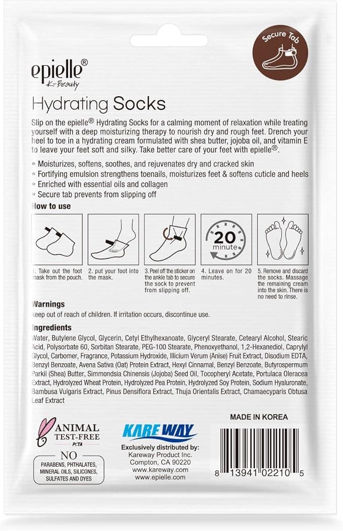 Epielle Hydrating & Moisturizing Hand & Foot Masks for Dry, Rough Skin, Self Care Gifts for Women, Spa Kit, Stocking Stuffers, Thanksgiving Essentials, 6 Moisturizing Gloves & 6 Moisturizing Socks