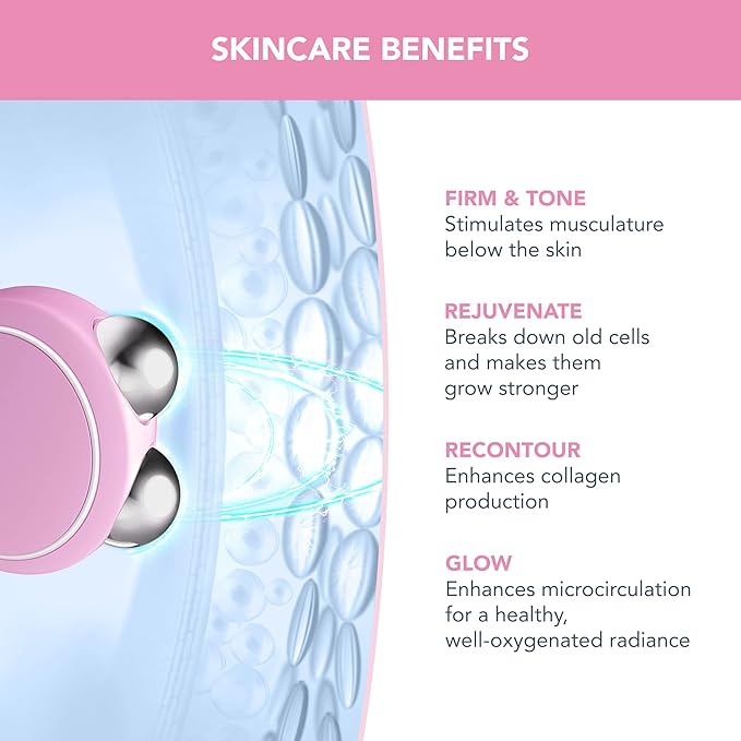 FOREO Firm & Fabulous BEAR mini + Serum Serum Serum 1 Oz Anti aging Starter Kit- Microcurrent Facial Device- Instant Face Lift- Double Chin Eliminator- Facial Skin Care Products- Gift Set- Pearl Pink