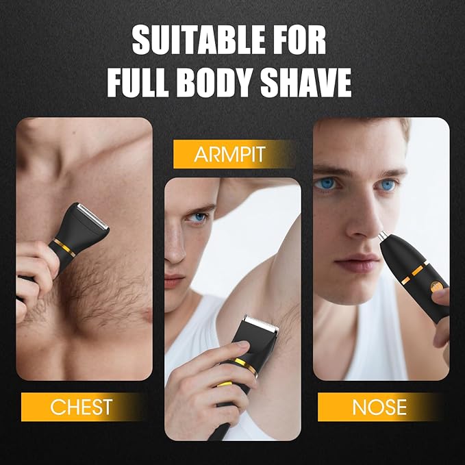 Manscape Body Trimmer for Men, 3 in 1 Men's Grooming Kit with Pubic/Nose Hair Trimmer & Ball Shaver for Nose/Balls/Groin/Legs/Chest Hair Removal, LED Display, IPX6 Waterproof, Gifts for Him Dad