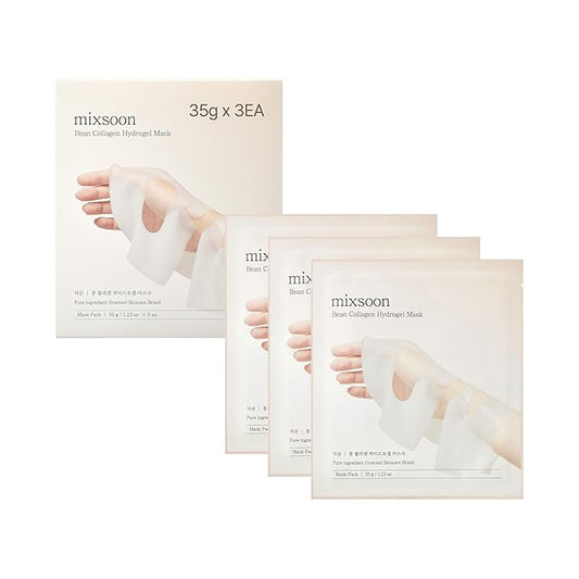 mixsoon Bean Collagen Hydrogel Mask - Hydration All-In-One Firming, Soothing Gel Formula for Radiant, Smooth Skin 35g / 1.18 fl.oz. (3ea) Korean Glass Skin Care