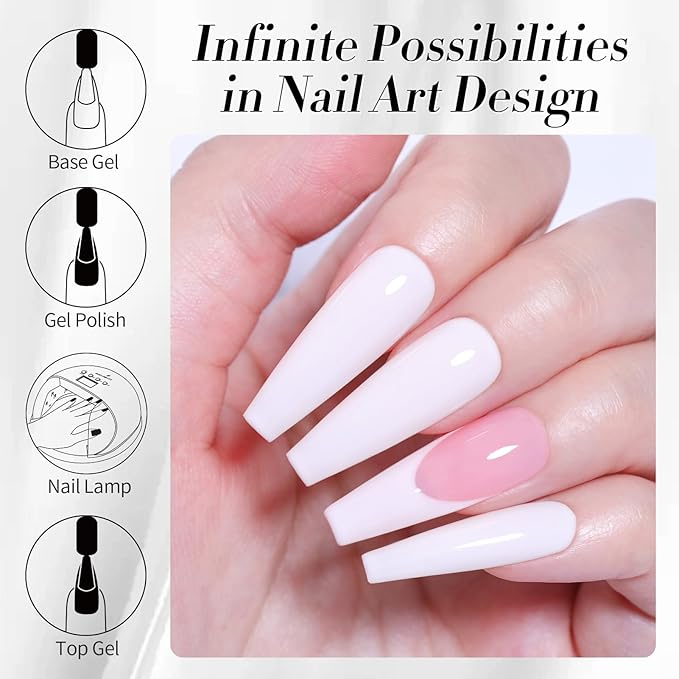 Born Pretty White Gel Nail Polish Christmas Snowflake Color Soak Off U V LED Gel Polish Hema-Free Gel Nail Polish French Wedding Tips Nail Art DIY Manicure at Home 15ml