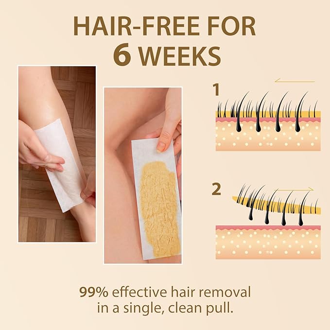 Sugar Wax Kit for Hair Removal: 10.6oz/300gOrganic Sugaring Wax for Body Legs Arms Bikini and Back - Includes 20PCS Strips & 10pcs Sticks