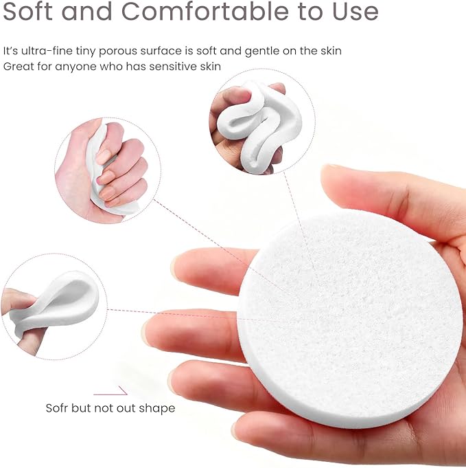 120 PCS-Compressed Facial Sponges,100% Natural Cellulose Face Sponge, Professional Cosmetic Spa Sponges for Daily Facial Cleansing,Exfoliating,Makeup Removal,Travel Skincare Essentials (White)