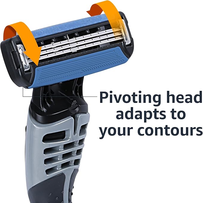 Amazon Basics 3-Blade Disposable Razors for Men, 6 Count, 2 Packs of 3 (Previously Solimo)