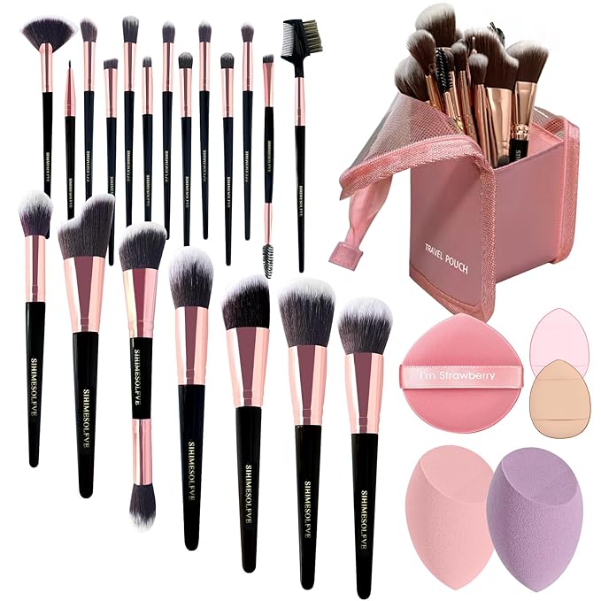 Makeup Brush 15Pcs Eye And Face Professional Makeup Brush Set, makeup brushes with lash comb, Makeup Brushes soft makeup brushes set, Eye Shadow Brush With Storage Bag and 5 beauty eggs
