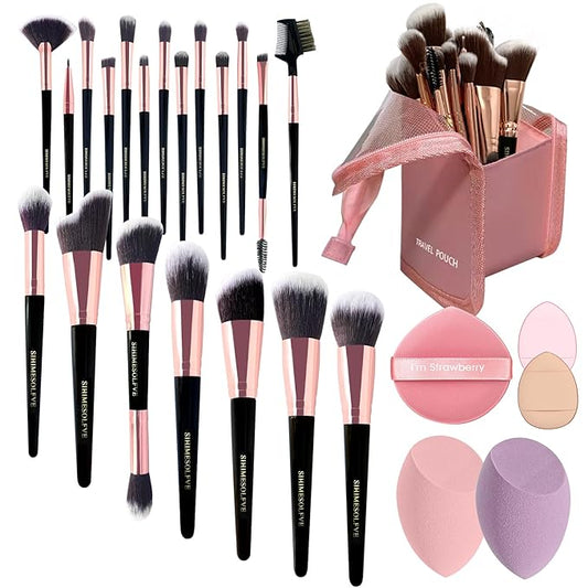 Makeup Brush 15Pcs Eye And Face Professional Makeup Brush Set, makeup brushes with lash comb, Makeup Brushes soft makeup brushes set, Eye Shadow Brush With Storage Bag and 5 beauty eggs