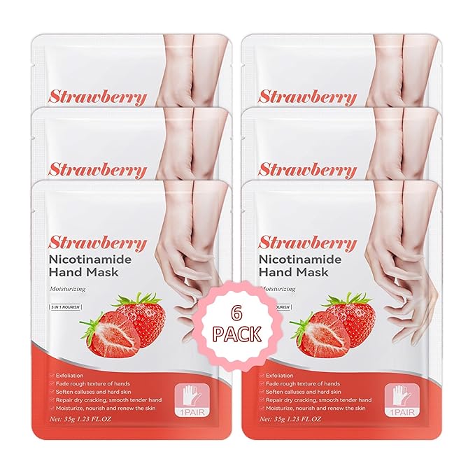 Hand Masks Moisturizing Gloves,6 Pairs Hydrating Hand Peel Masks Gift Set for Dry Cracked Hands Care,Long-lasting and Non-greasy Hand Moisturizer Gloves for Women F