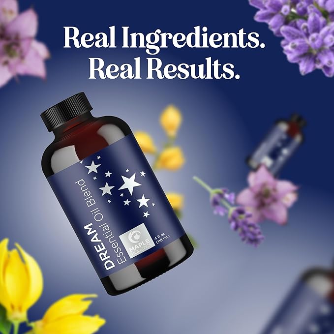 Sleep Essential Oil Blend for Diffuser - Dream Essential Oil for Diffusers Aromatherapy and Wellness with Ylang-Ylang Clary Sage Roman Chamomile and Lavender Essential Oil for Nighttime Support 4oz