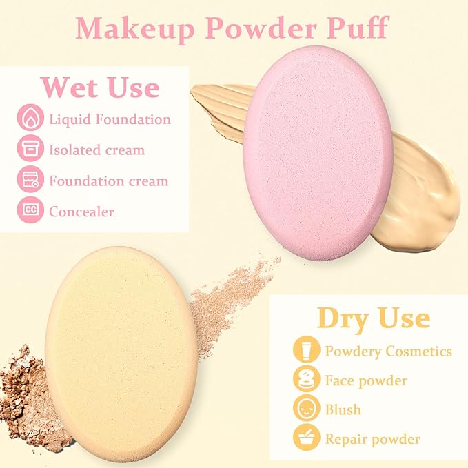 TIESOME 4 Pack Oval Make up Sponges, Foundation Applicator Sponge Professional Air Cushion Puff Make Up Applicator for Blending Eye Foundation Blush Application Dry and Wet