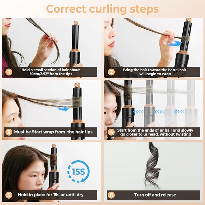 6 in 1 Hair Dryer Brush, Foldable Blow Dryer Brush with Air Styler Curler Wrap, Detachable Hot Air Brush Dry,Volumize, Straight,Curl, Negative Ion Brush Blow Dryer with Diffuser, Hair Styler Tools