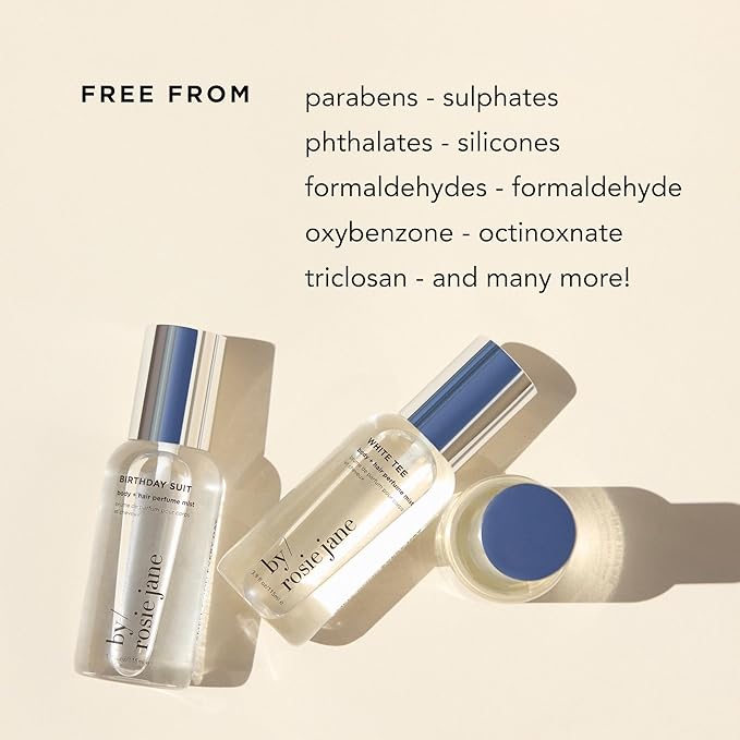 By Rosie Jane Body & Hair Perfume Mist (Birthday Suit) - Clean Hair & Body Mist for Women - With Notes of Tangerine Water, Sweet Apply & Lemon Blossom (115ml)