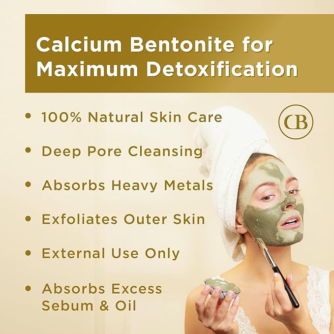 California Biology Calcium Bentonite Clay | Indian Healing Clay for Face & Body | Deep Pore Cleansing & Detox Face Mask | Skincare, Beauty, & Acne Treatment for Face (16 Ounce)