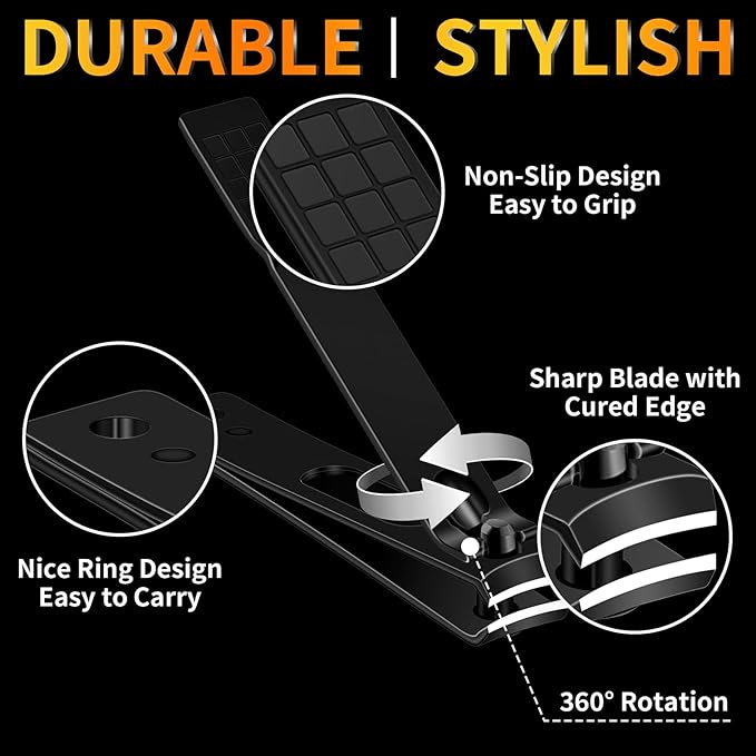 Manicure Set 16 In 1 Professional Stainless Steel Pedicure Kit Toenail Clippers Set Mens Grooming Kit Fingernail Kit for Women with Luxurious Travel Bag, Suitable for Home, Travel, and Salon (Black)