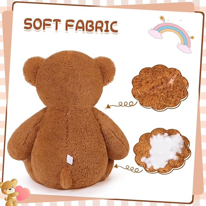 Giant Teddy Bear 55" Stuffed Animals Plush Toy, Cute Life Size Big Soft Bear for Boy Girl Birthday Valentine Mother's Day, 7 LBs, 140 CM, Dark Brown