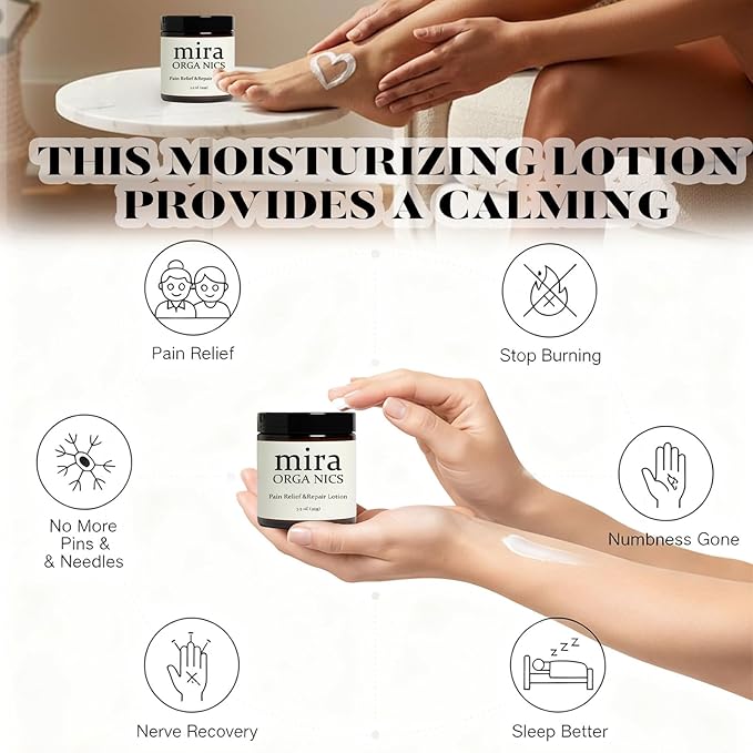 Mira Pain Relief Lotion, Professional Skin Treatment Cream, Mira Organics Cream, Joint Relief, Moisturizating Skin, Fast Absorbing, Natural Formula Suitable for All Skin Types (1 Bottle)