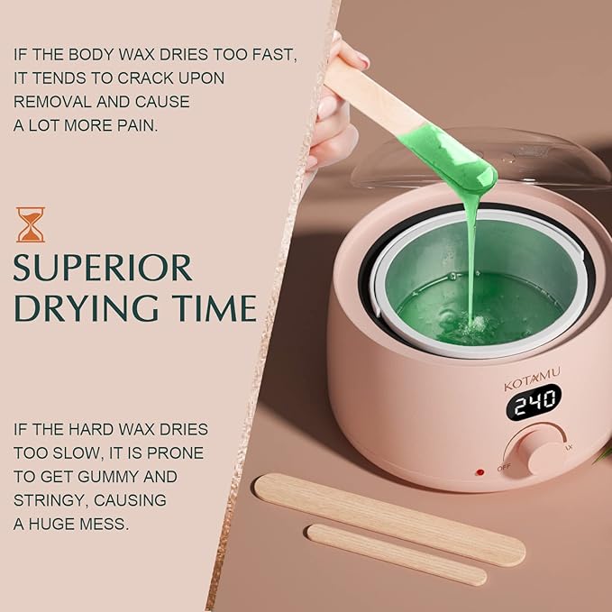 KOTAMU Wax Beads 1lb Aloe Vera Hard Waxing Beans for Hair Removal, Sensitive Skin Waxing Pearls for Women & Men Thick & Stubborn Hair, Hardwax Refill for Arms Legs Face Brazilian Bikini Home Waxing