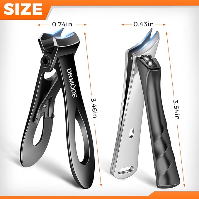 Toenail Clippers for Thick Toenails for Seniors, DRMODE Upgrade Slanted Curved Nail Clippers for Men Thick Ingrown Nails with Wide Opening, Heavy Duty Fingernail Toenail Clipper Cutter Trimmer