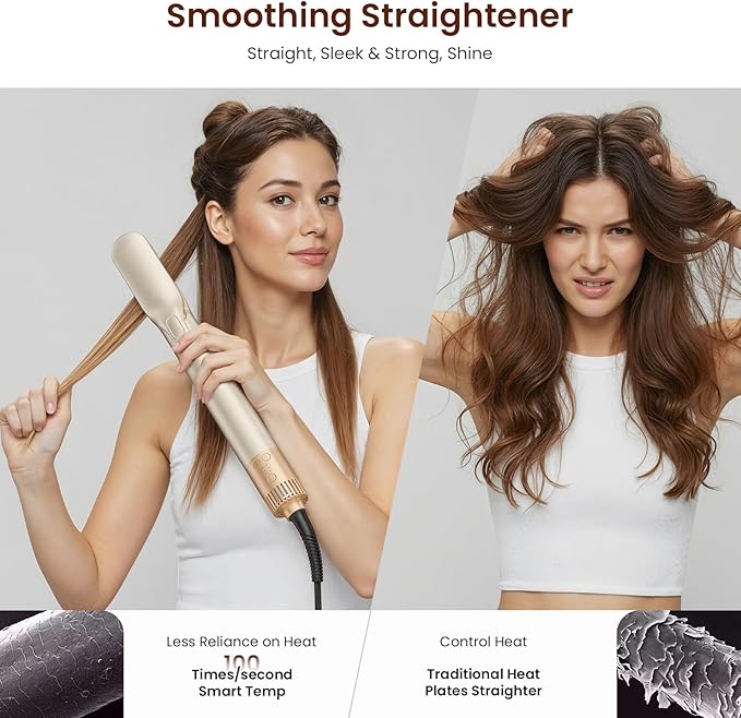 6-in-1 Hot Air Styler – Hair Dryer & Versatile Air Styler with Auto Curler, Volumizing Brushes, Straightener，Frizz-Free Hair Styler for Curling, Straighting, Smoothing & Adding Volume, No Heat Damage