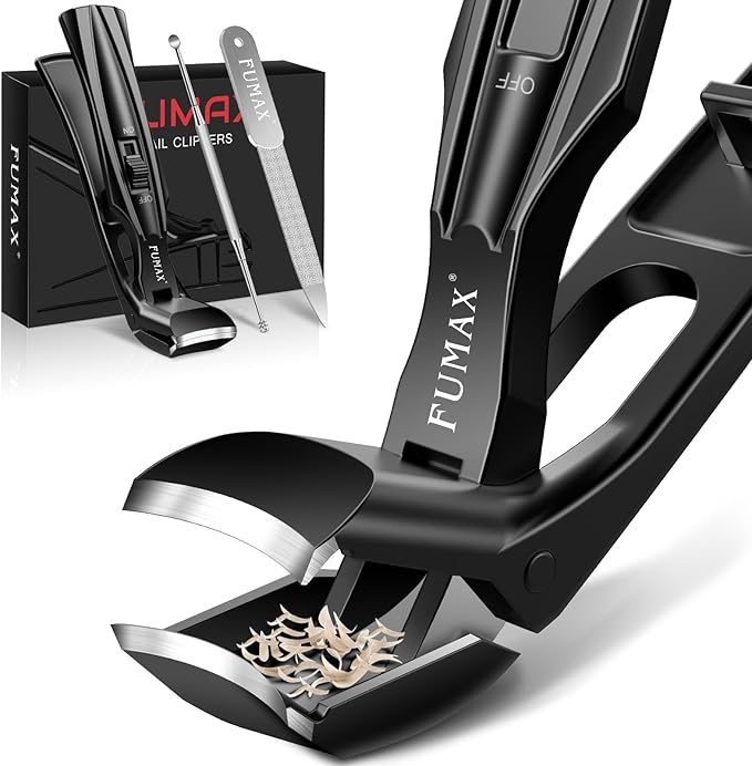 Toenail Clippers for Thick Toenails for Seniors, Large Angled Toe Nail Clippers for Men Thick Nails with Wide Jaw Opening, Heavy Duty No Splash Nail Clippers with Catcher Gifts for Men & Women