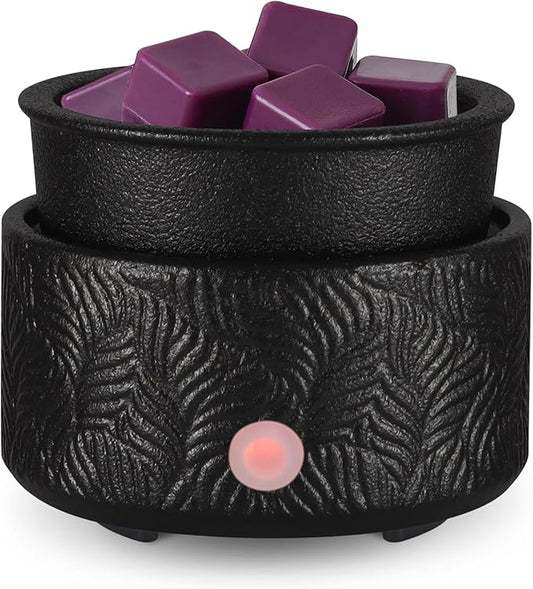 Electric Wax Melt Warmer 4-in-1 Candle Warmer for Scented Wax Melter Cute Ceramic Fragrance Wax Burner for Home Office Bedroom Deco Gift for Women Black