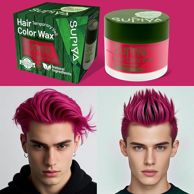 Temporary Hair Styling Color Wax, Green Blue Purple Red Hair Dye Color Wax Washable Natural Instant Hair Coloring Cream for DIY Hairstyle for Kids Men Women(Red#100)