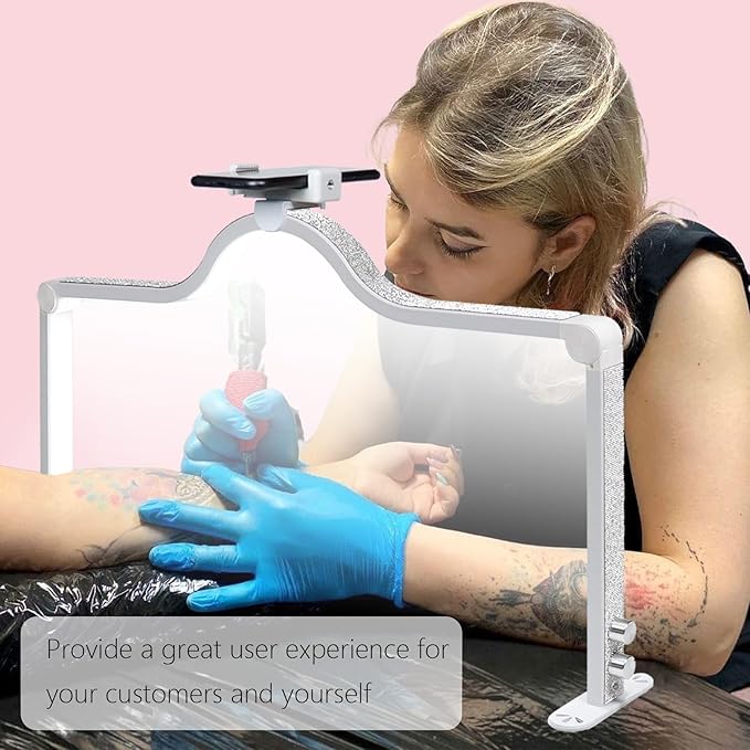 34-Inch Nail Light for Desk, 3-Level Dimming Half Moon Light, 3360LM Lamp, Adjustable with Phone Holder, Eye Protection – Ideal for Nail Techs - White