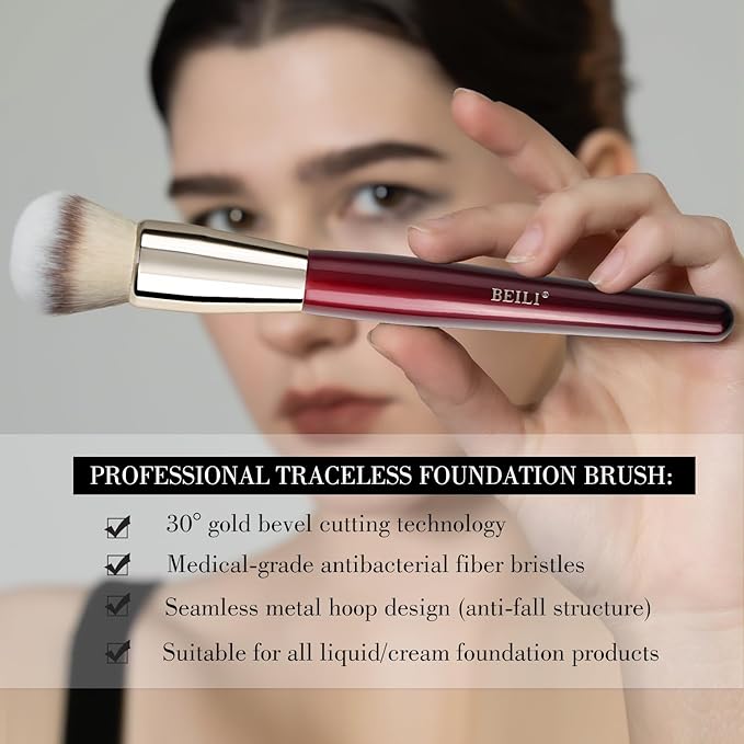 BEILI Makeup Brushes 15Pcs Professional Eyeshadow Brush Set Premium Synthetic Makeup Brushes for Liquid, Cream & Powder Eyeshadow(Red)