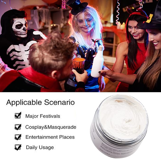 White Hair Color Wax, Natural Hairstyle Wax 4.23 oz, Temporary Hairstyle Cream for Party, Cosplay, Halloween, Daily use, Date, Clubbing (White)
