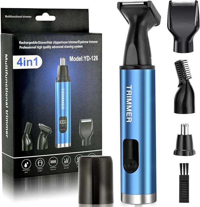 Nose Hair Trimmer for Men, Ear and Nose Hair Trimmer for Women,Sideburn,Eyebrows Hair Trimmer, Electric Facial Hair Remover with LED display, Rechargeable, Waterproof for Home, Travel Business