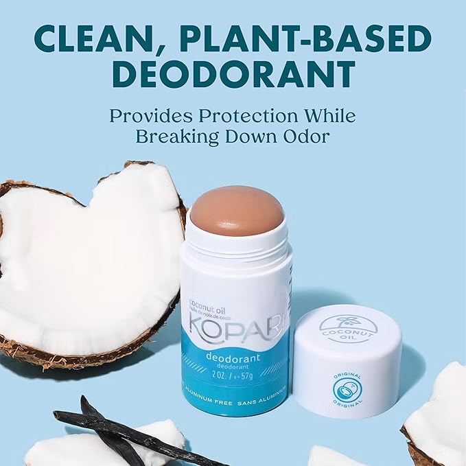 Kopari Aluminum Free Coconut Deodorant, Non Toxic & Clean Plant-Based, No Aluminum, Parabens or Baking Soda, Long Lasting Protection, Original 2 oz