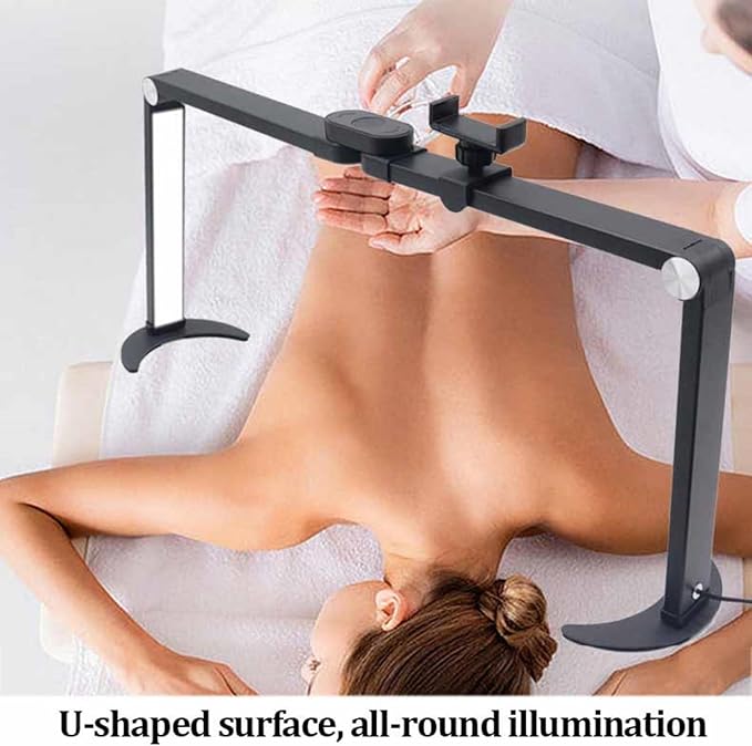 Foldable LED Nail Tech Lamp for Desk, Arc Half Moon Light with Phone Holder, 3 Color Temperature, Manicure Table Beauty Tattoo, Eyelash Extension