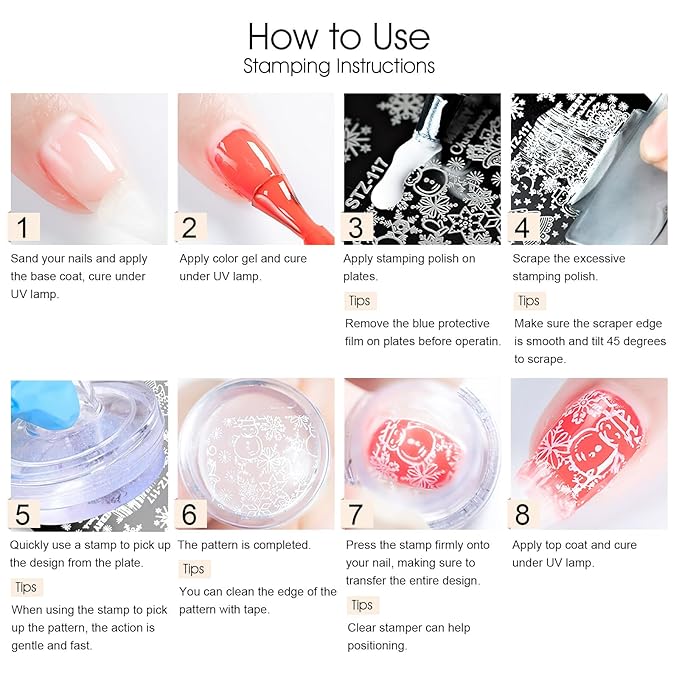 8 Colors Nail Stamping Polish Gels for Nail Stamp Print Polish Stamper DIY Nail Art Stamping Manicure