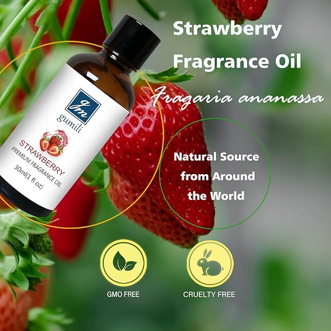 Strawberry Fragrance Oil, Perfume Oil, Home Scent Oils for Soaps, Candle Making, Dryer Balls, Diffusers, Laundry, Slime -1 oz /30ml