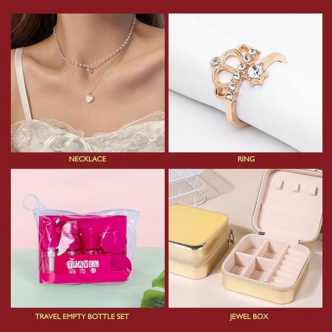 21Pcs Bath and Body Gift Basket Set for Women Christmas Gifts- Rose Vanilla XL Spa Gift Basket for Women Gifts｜ Bath Gift Set Home Spa Self Care Kit Necklace Finger Ring gift, Birthday Spa Gift