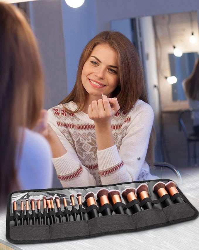 OCHEAL Makeup Brush Holder,Makeup Brush Organizer,Travel Makeup Brushes Bag Cosmetic Bags Pouch for Women Cosmetic Brushes Makeup Artist -Brushes Not included