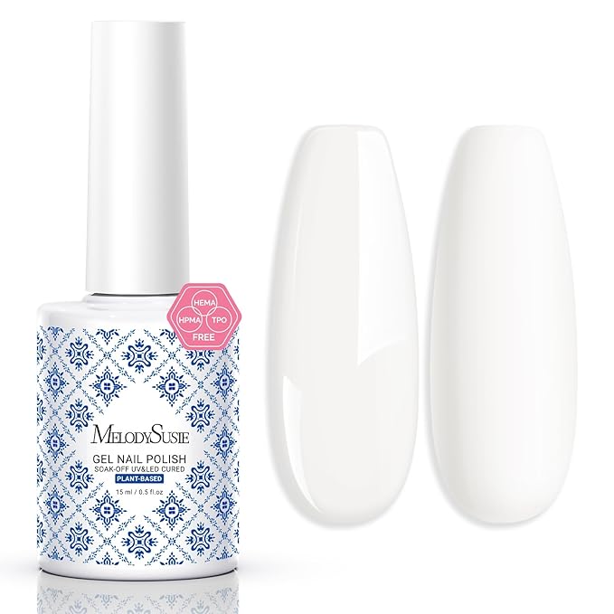 MelodySusie Fleurwee Plant Based Gel Nail Polish, Hema Free White Nail Polish, Soak Off UV LED Gel Polish Gifts for Women 21 Non Toxic Long Lasting Nail Art Manicure Salon DIY at Home P04