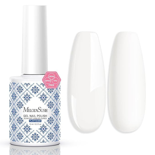 MelodySusie Fleurwee Plant Based Gel Nail Polish, Hema Free White Nail Polish, Soak Off UV LED Gel Polish Gifts for Women 21 Non Toxic Long Lasting Nail Art Manicure Salon DIY at Home P04