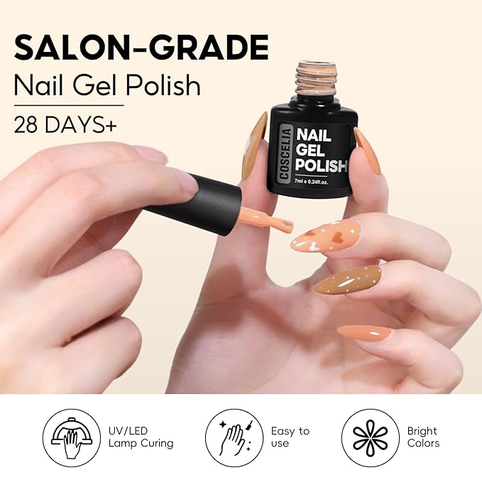 COSCELIA 25 Bottles Fall Gel Nail Polish Set, 20 Colors Gel Polish with 5pcs Top Base Coat Nude Brown Red Yellow Glitter Autumn Winter Colors Nail Art Manicure Starter Kit Christmas Gifts for Women