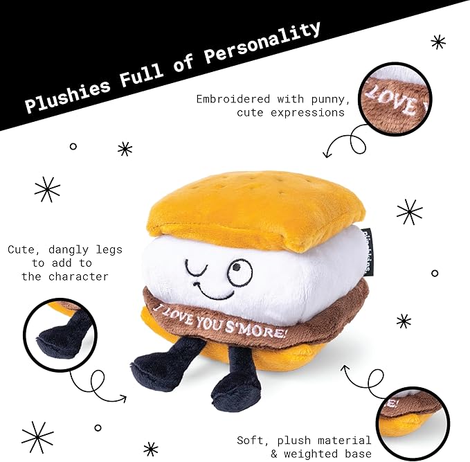 Punchkins S'Mores Plushie - I Love You S'More Cute Smores Plush, Gift for Chocolate Lovers, Food Plush Toy for Gifting