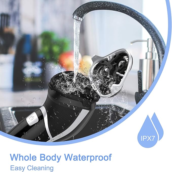 Men's Electric Shaver - MAX-T Corded and Cordless Rechargeable 3D Rotary Shaver Razor for Men with Pop-up Sideburn Trimmer Wet and Dry, IPX7 Waterproof, Plug & Play