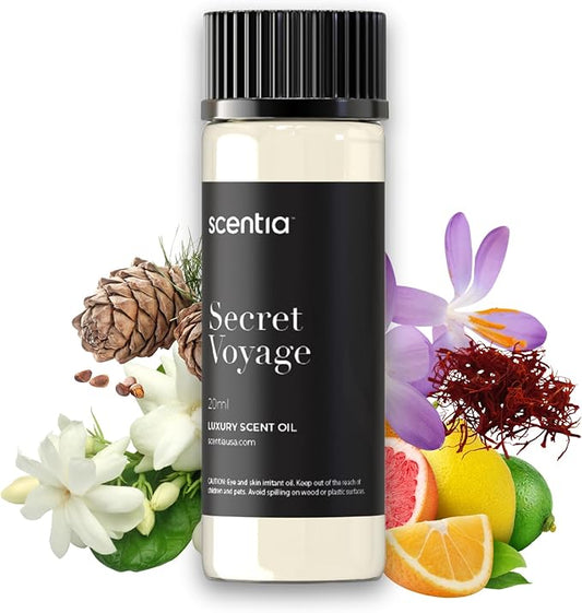 Scentia Hotel Diffuser Oil Inspired by The Baccarat Hotel Scent - 20 mL 0.67 fl oz - Essential Oil Blend of Cedar &Jasmine for Aromatherapy & humidifiers - Secret Voyage - Thanksgiving & Holiday Gift