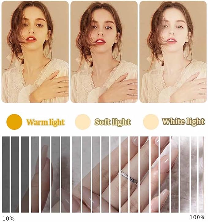 Foldable LED Nail Tech Lamp for Desk, Arc Half Moon Light with Phone Holder, 3 Color Temperature, Manicure Table Beauty Tattoo, Eyelash Extension