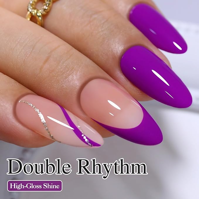 Double Rhythm 15ML Neon Purple Gel Polish Pure Sheer Same Color Same Bottle Soak Off Gel Polish Art Manicure Salon DIY at Home for Women (Purple Lavender-A1313)
