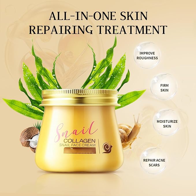2pcs Snail Collagen Face Cream,Collagen Hydrating Anti-Wrinkle and Rejuvenating Cream,Anti-Wrinkle and Rejuvenating Cream for Women