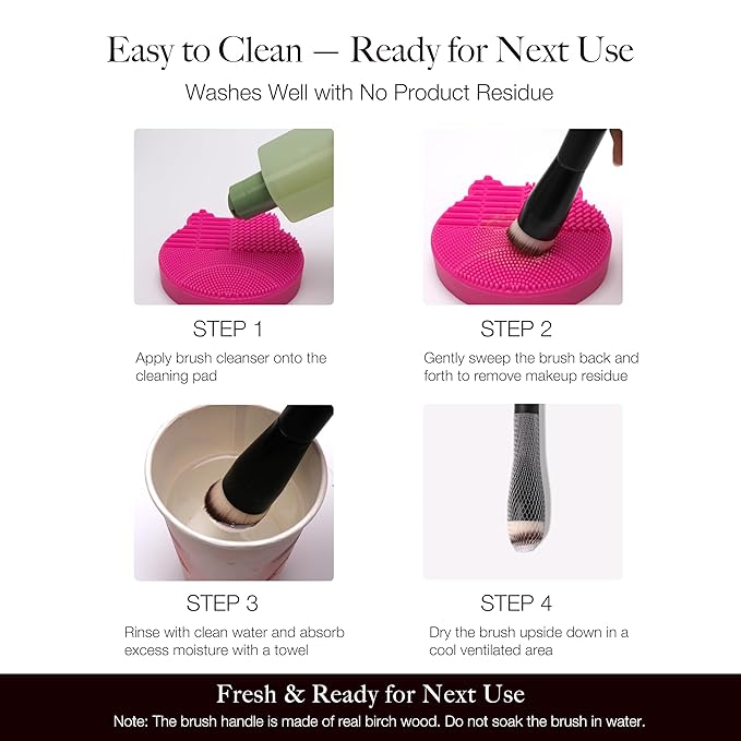 JoMay Flat Top Kabuki Foundation Brush for Liquid Makeup – Vegan Makeup Brush for Liquid, Cream & Powder – Dense, Soft Bristles for Flawless, Streak-Free Finish – Black