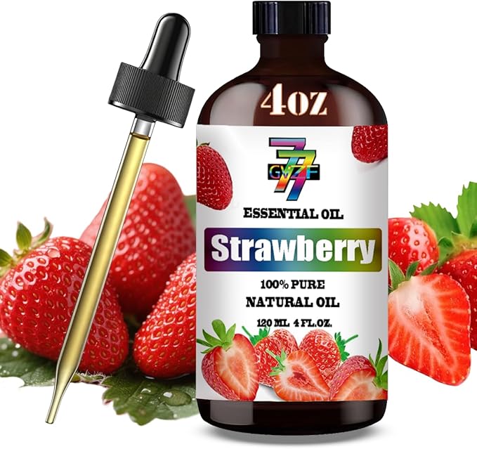 Strawberry Essential Oil (4 oz/120 ml) — Strawberry Oils for Aromatherapy, diffusers, humidifiers, Home fragrances, DIY Skincare, soap Making, DIY Candle, Relaxation, Yoga, and Meditation